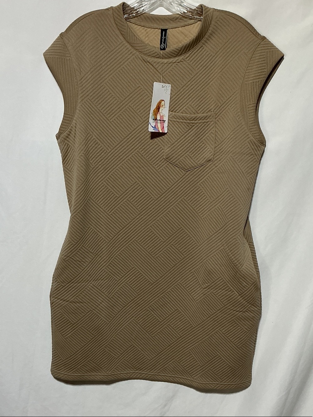 PrettyGarden NWT Cap-Sleeve Textured Mini Dress Pockets Sz S